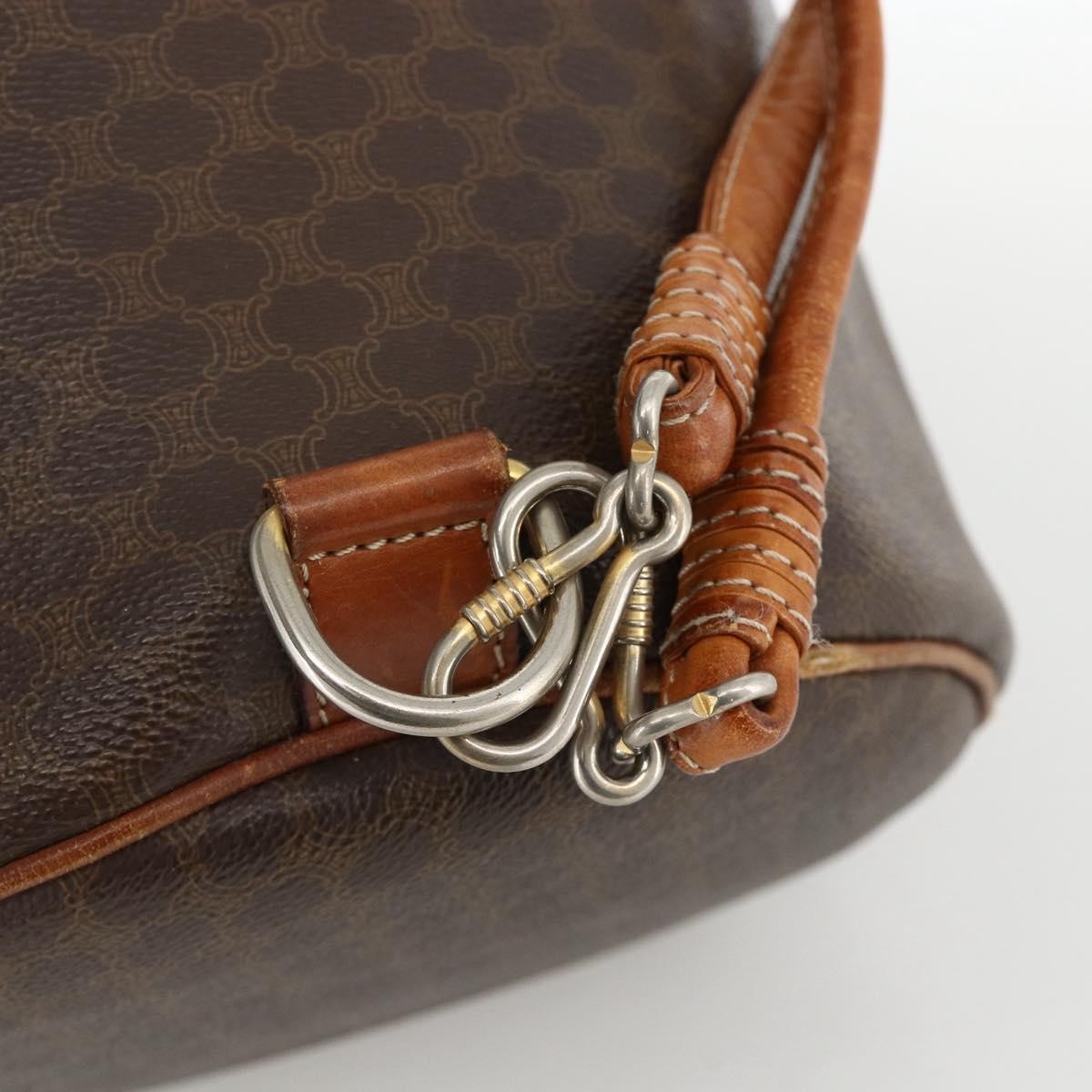 Celine Vintage Macadam Canvas And Leather Brown Canvas Backpack Bag (Pre-Owned)