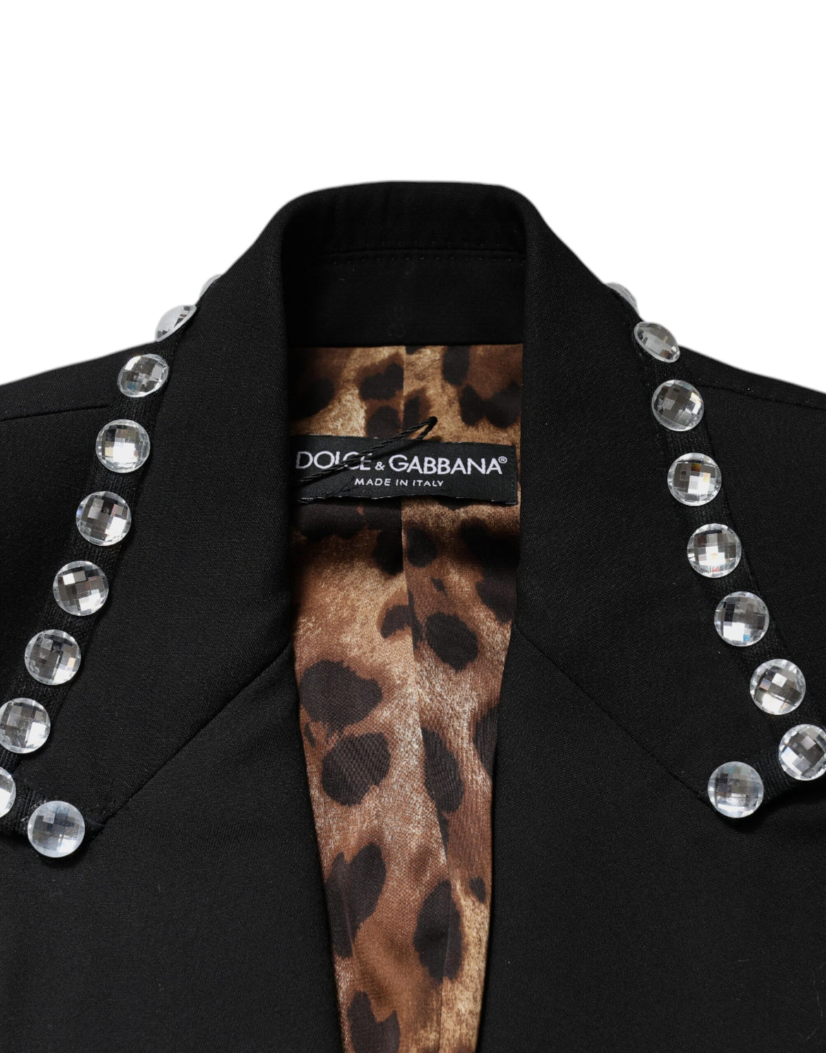 Dolce & Gabbana Black Crystal Double Breasted Blazer Women's Jacket