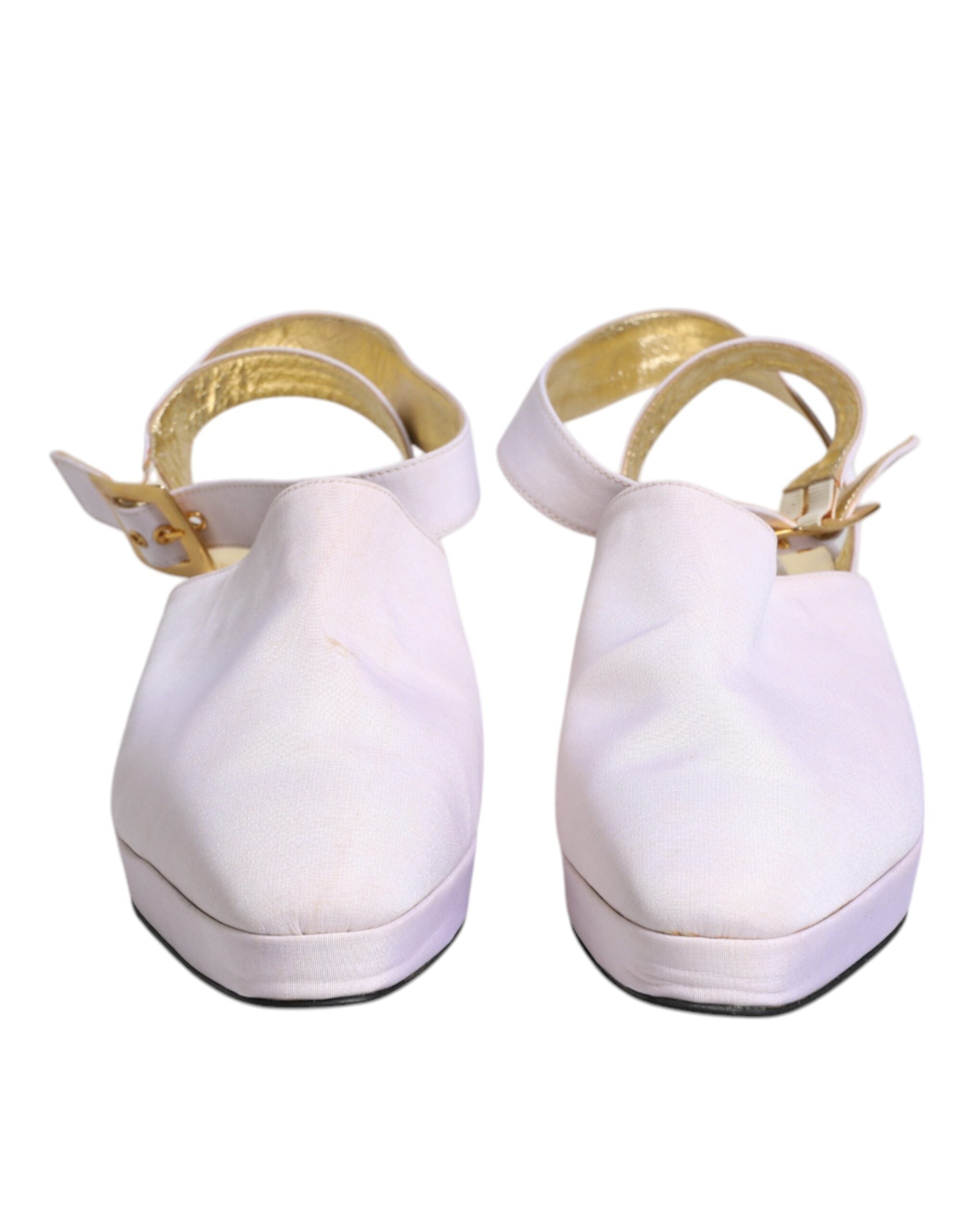 Dolce & Gabbana Off White Block Heel Slingback Sandals Women's Shoes (Pre-Owned)