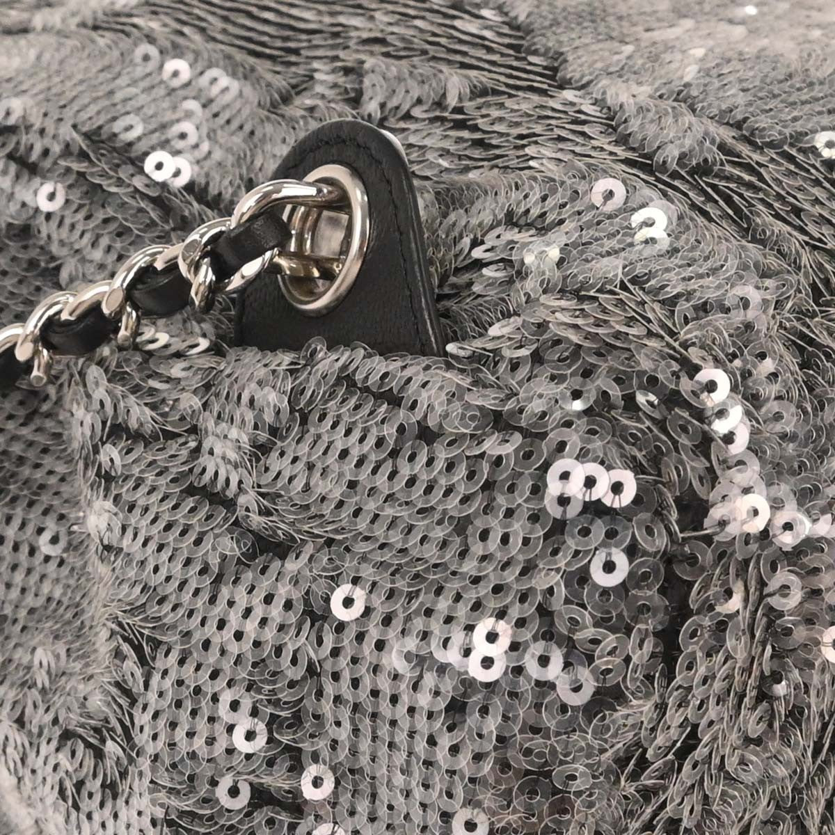 Chanel Waterfall Sequins With Leather Black Leather Backpack Bag (Pre-Owned)