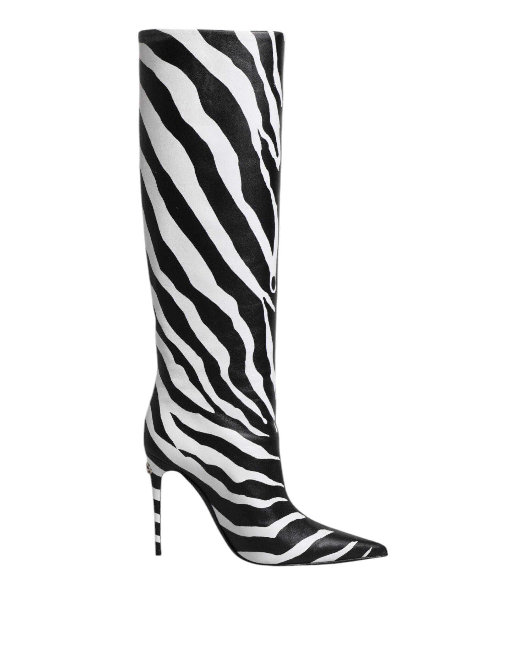 Dolce & Gabbana Black White Zebra Heels High Boots Women's Shoes