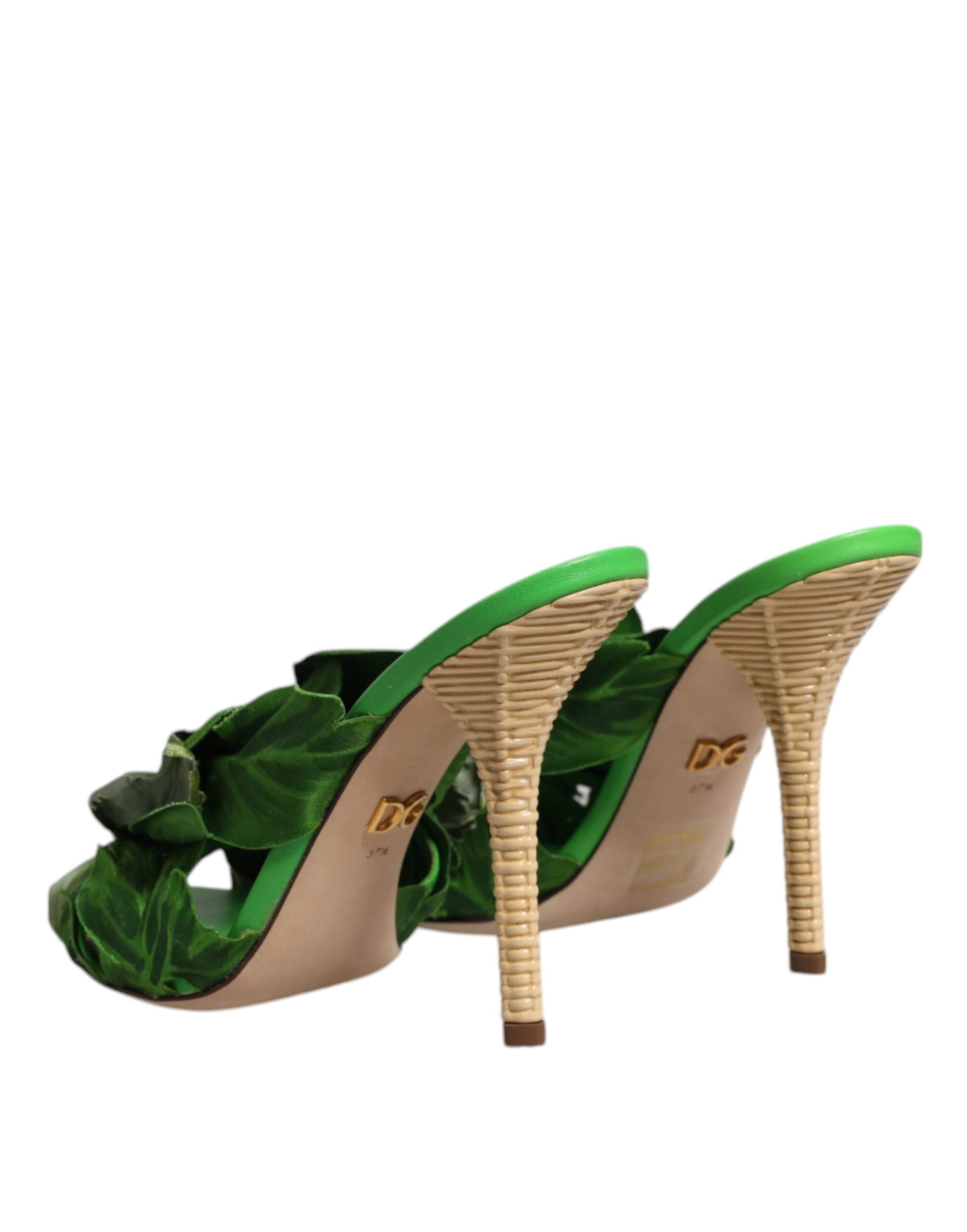Dolce & Gabbana Green Crystal Slides KEIRA Sandal Women's Shoes