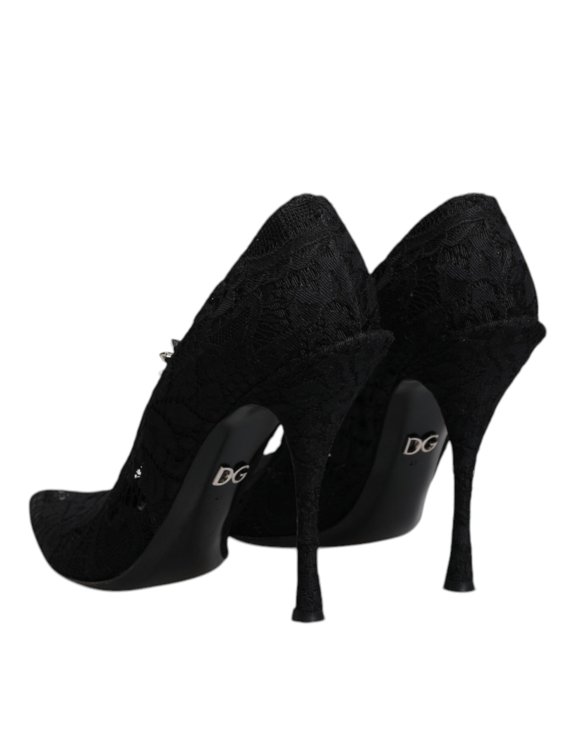 Dolce & Gabbana Black Lace Crystals Mary Jane Pumps Women's Shoes (Pre-Owned)