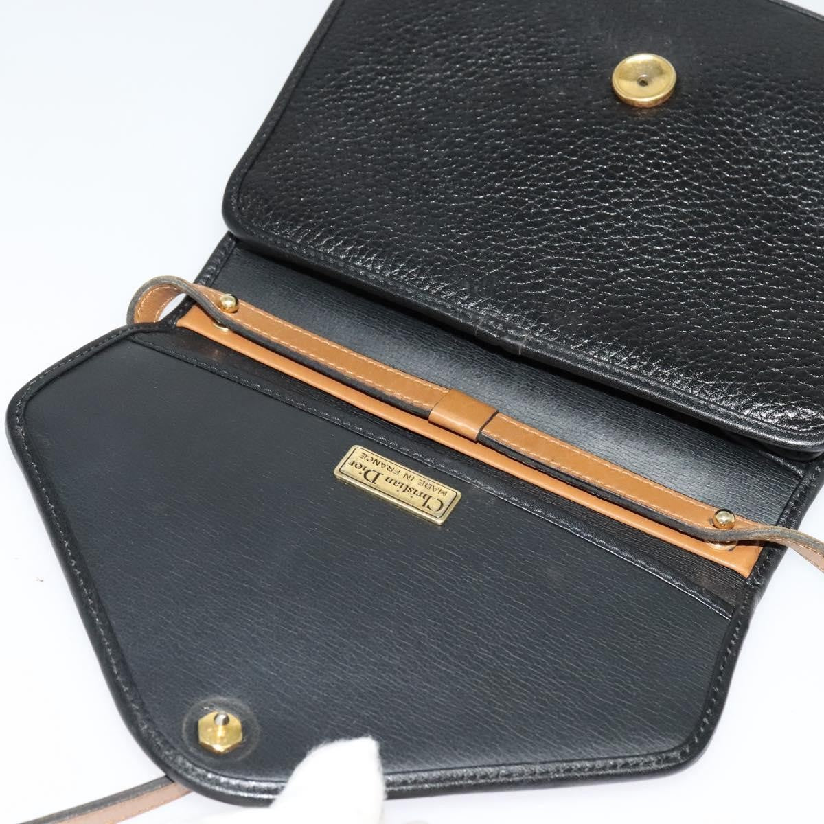 Christian Dior Vintage Cd Flap Leather Black Leather Shoulder Bag Bag (Pre-Owned)