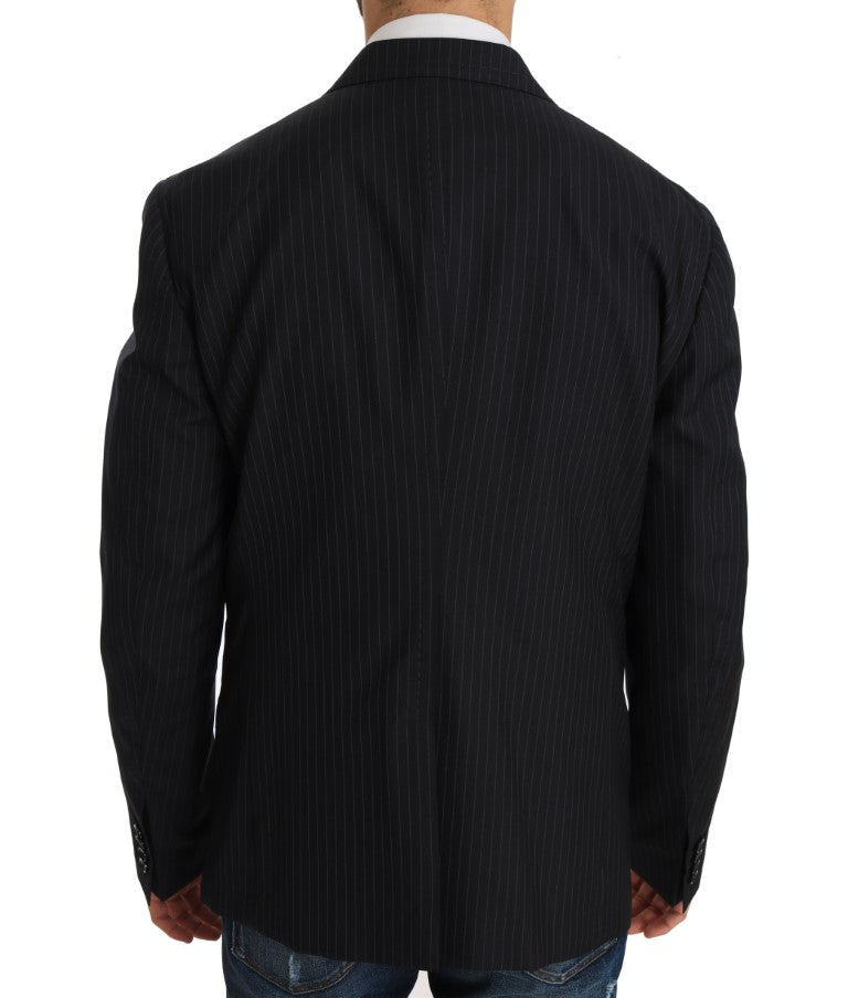 Dolce & Gabbana Elegant Slim Fit Striped Wool Silk Men's Blazer