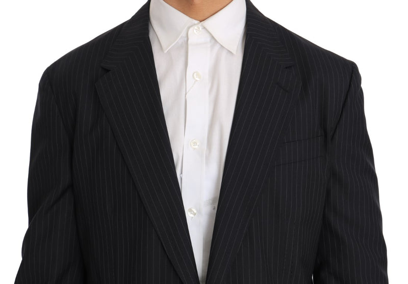 Dolce & Gabbana Elegant Slim Fit Striped Wool Silk Men's Blazer