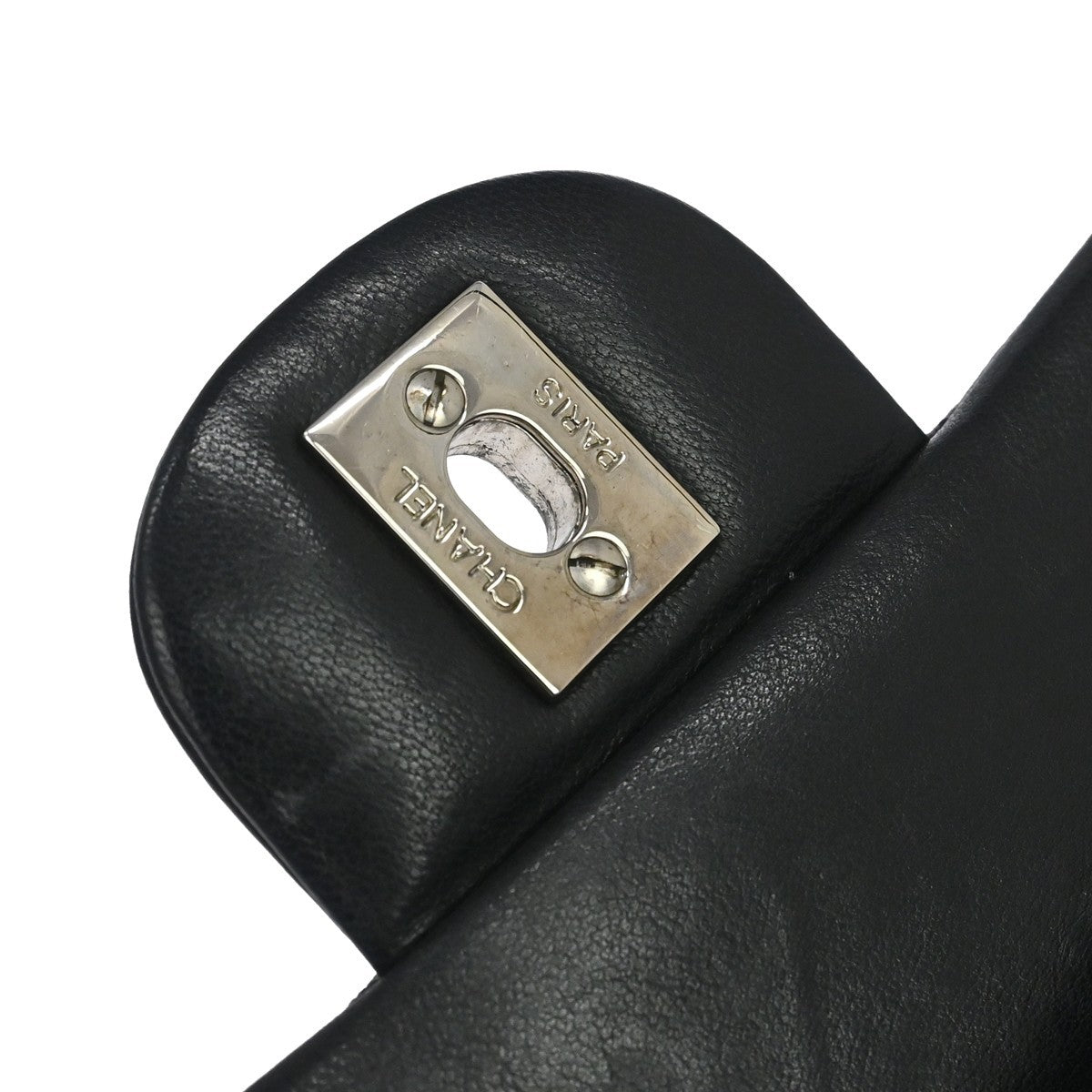Chanel Classic Double Flap Quilted Lambskin Black Leather Handbag (Pre-Owned)
