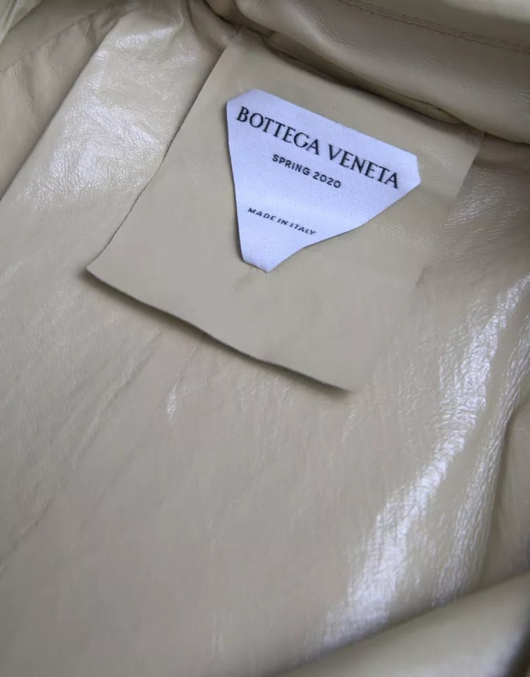 Bottega Veneta Beige Lambskin Leather Trench Coat Men's Jacket