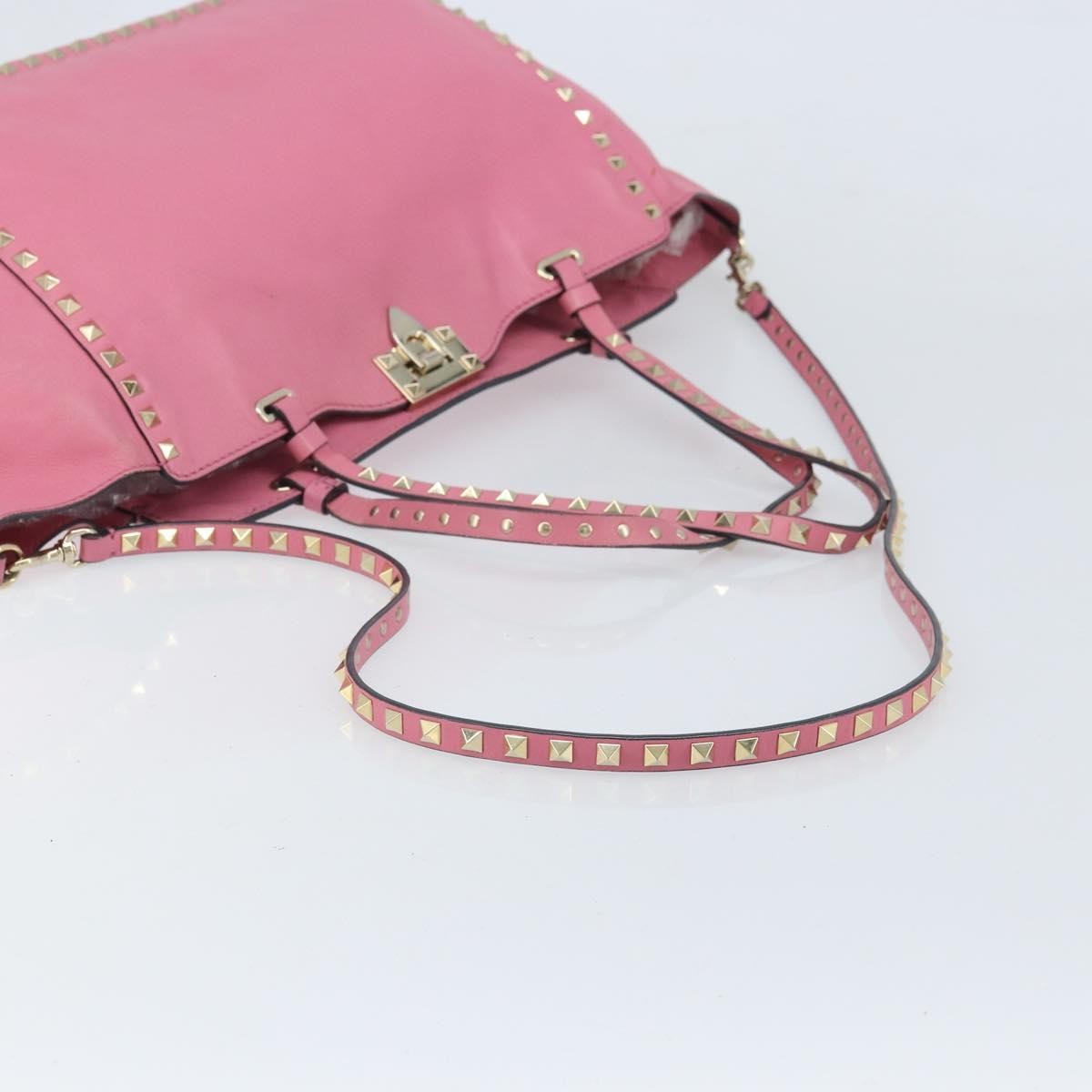 Valentino Garavani Rockstud Tote Soft Leather Pink Leather Tote Bag Bag (Pre-Owned)