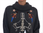 Dolce & Gabbana Fairy Tale Crystal Gray Cashmere Women's Sweater