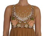 Dolce & Gabbana Crystal Silk Gold A-Line Gown Women's Dress