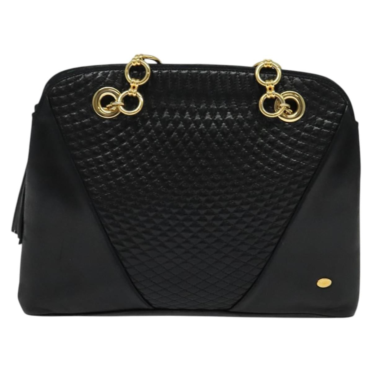 Bally Vintage Quilted Leather Black Leather Shoulder Bag Bag (Pre-Owned)