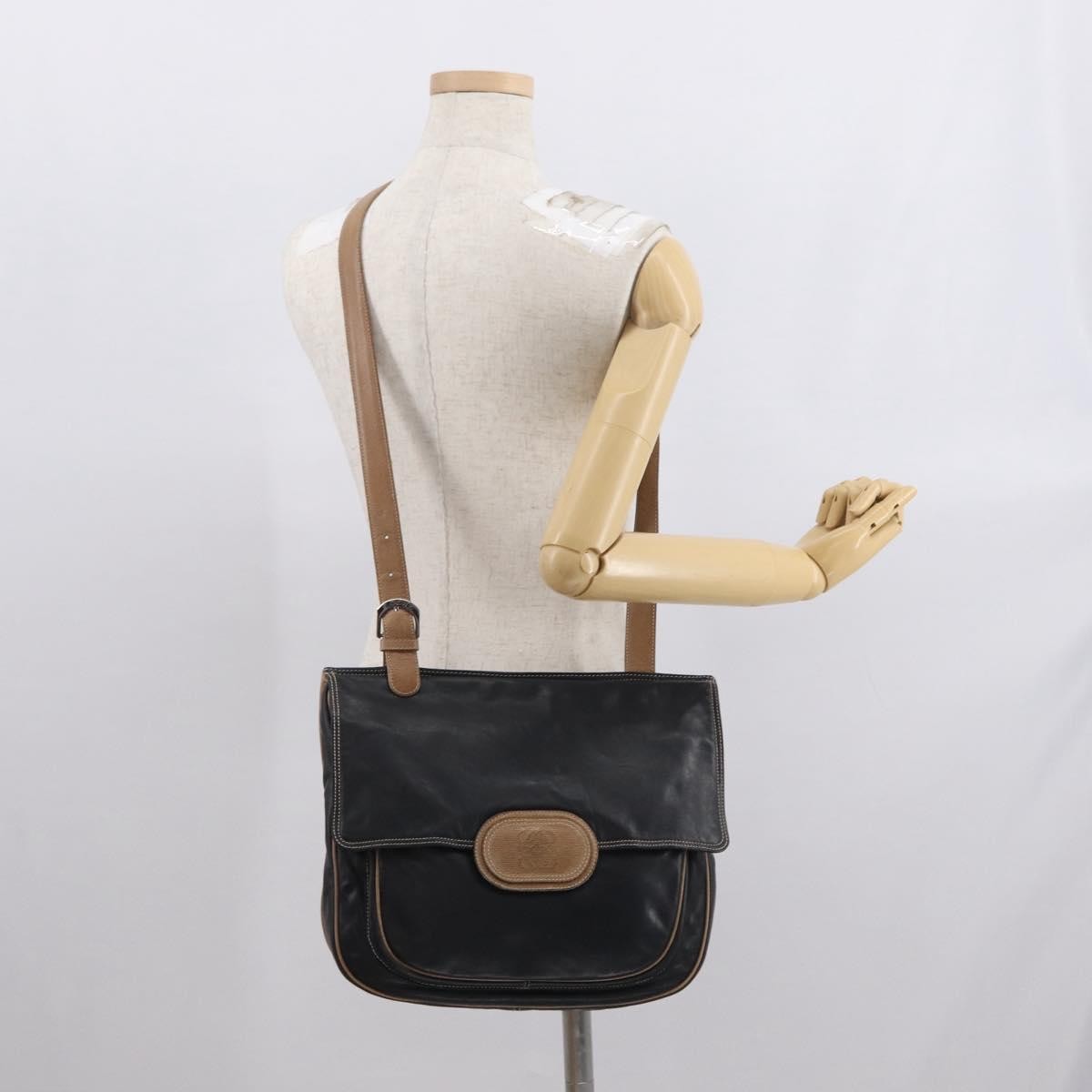 Loewe Anagram Leather Black Leather Shoulder Bag Bag (Pre-Owned)