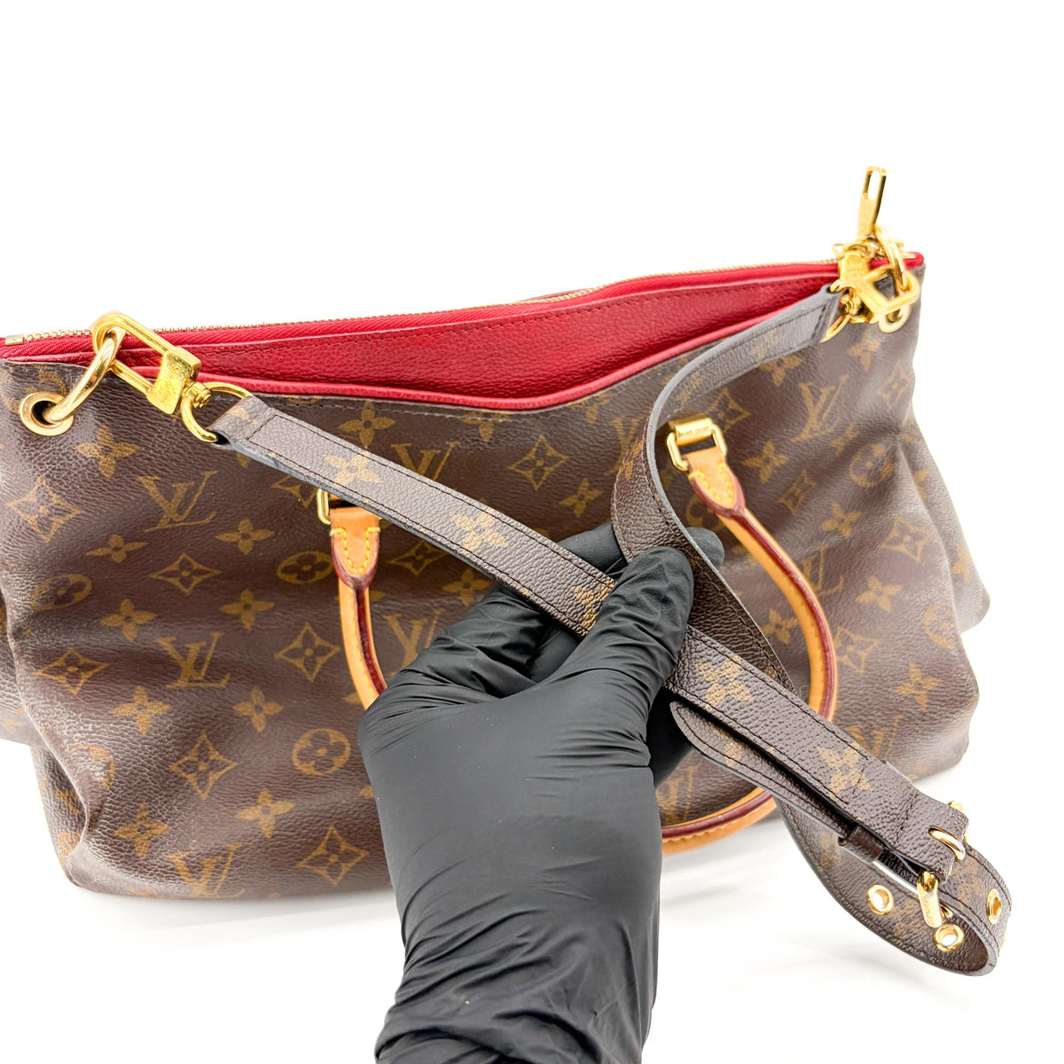 Louis Vuitton Pallas Monogram Canvas With Leather Brown Canvas Tote Bag Bag (Pre-Owned)