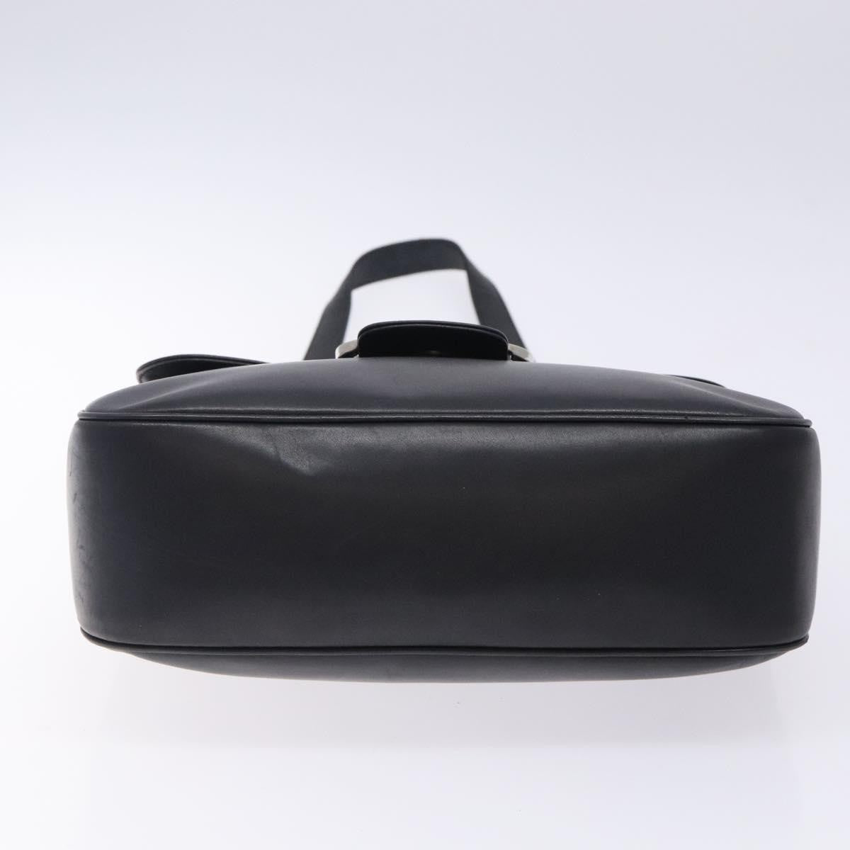 Salvatore Ferragamo Gancini Leather Black Leather Shoulder Bag Bag (Pre-Owned)
