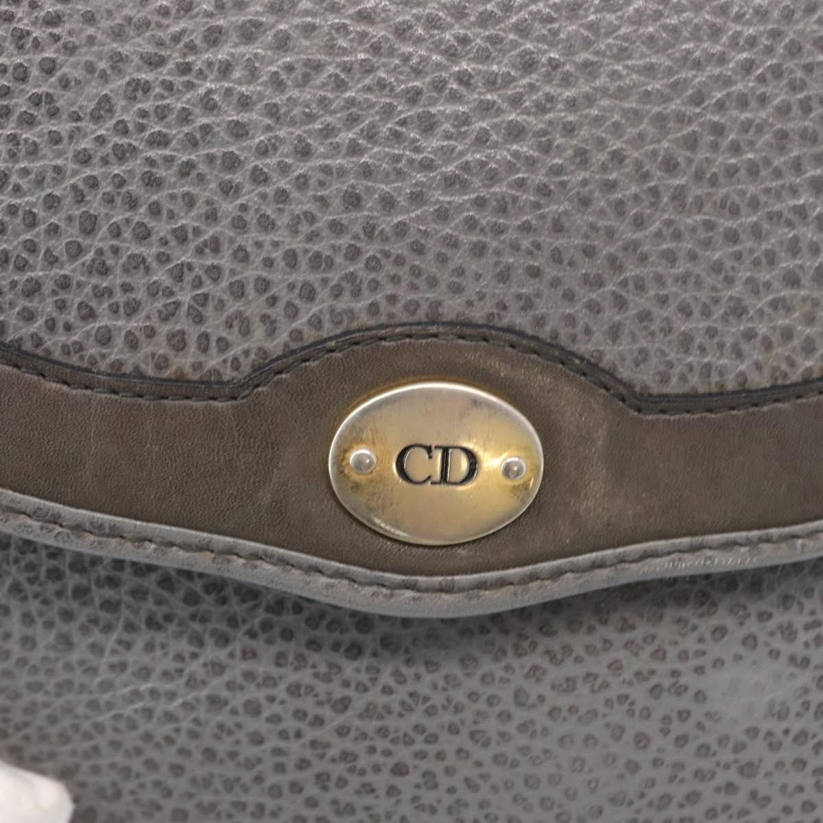 Christian Dior Vintage Cd Logo Leather Gray Leather Tote Bag Bag (Pre-Owned)