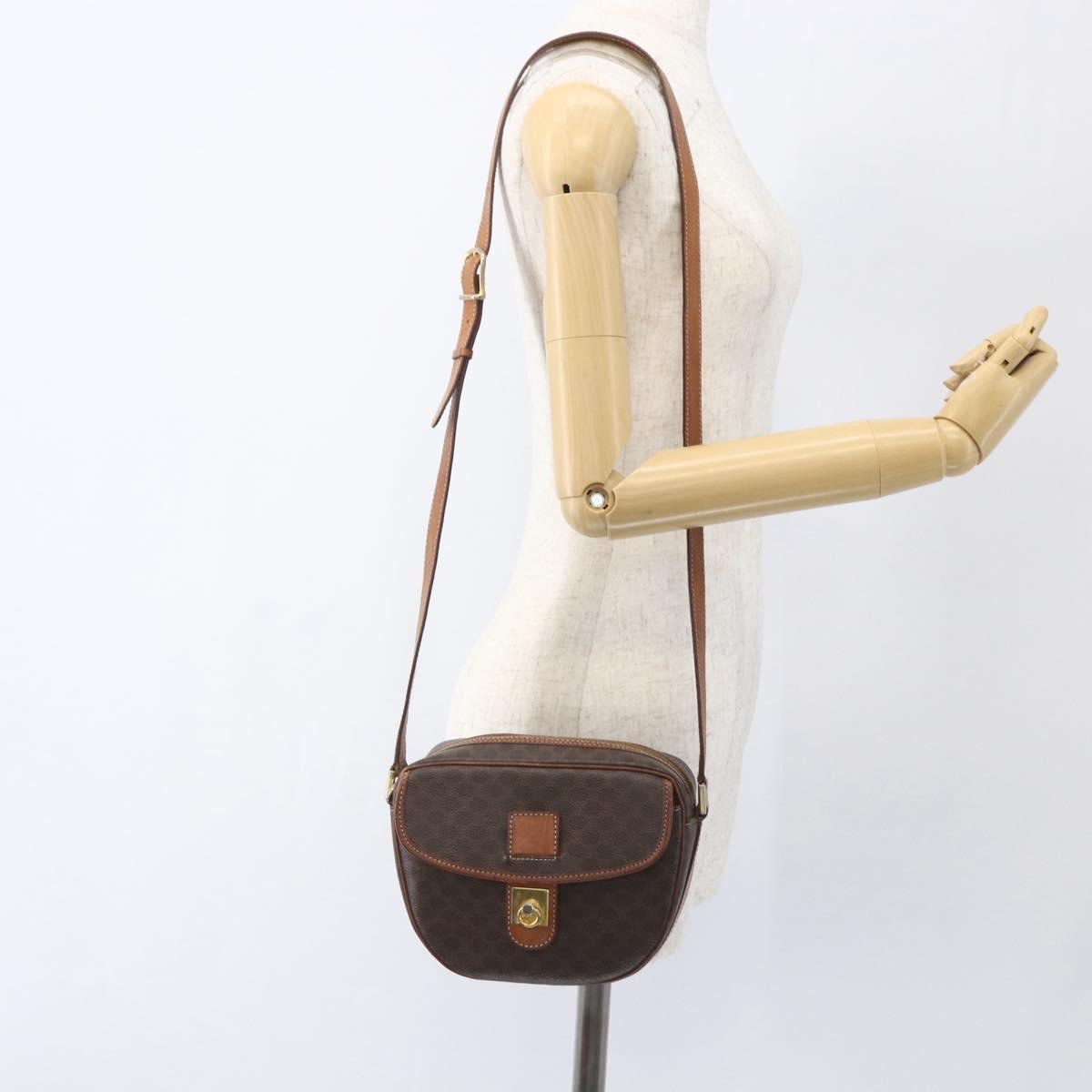 Celine Vintage Macadam Canvas And Leather Brown Canvas Shoulder Bag Bag (Pre-Owned)