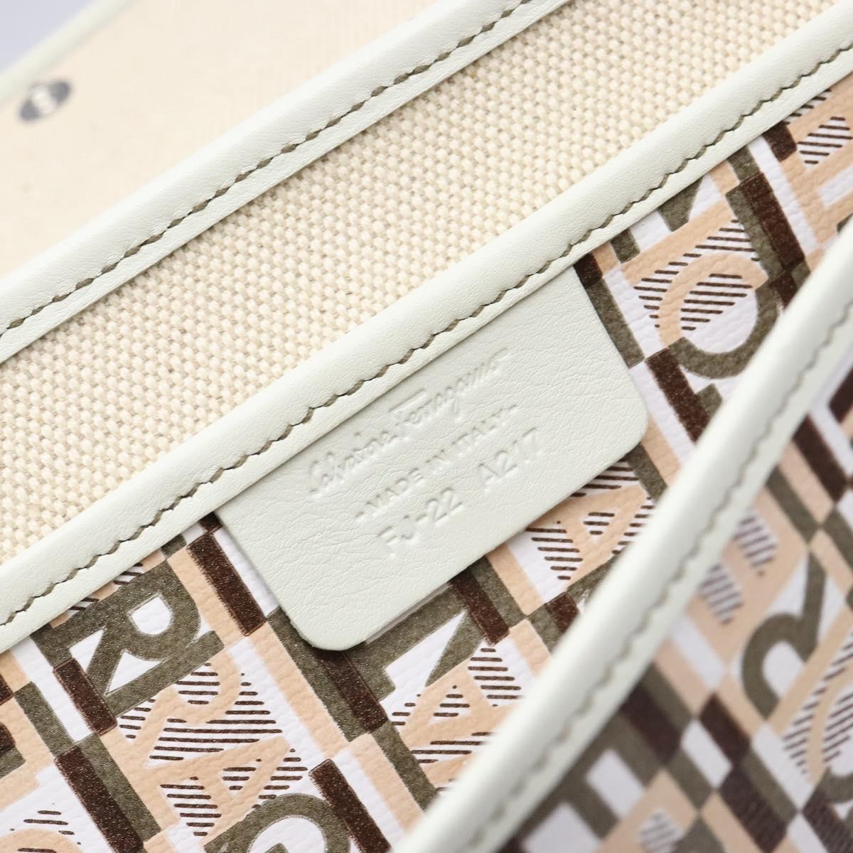 Salvatore Ferragamo Vintage Clutch Canvas Beige Canvas Clutche & Pouche Bag (Pre-Owned)