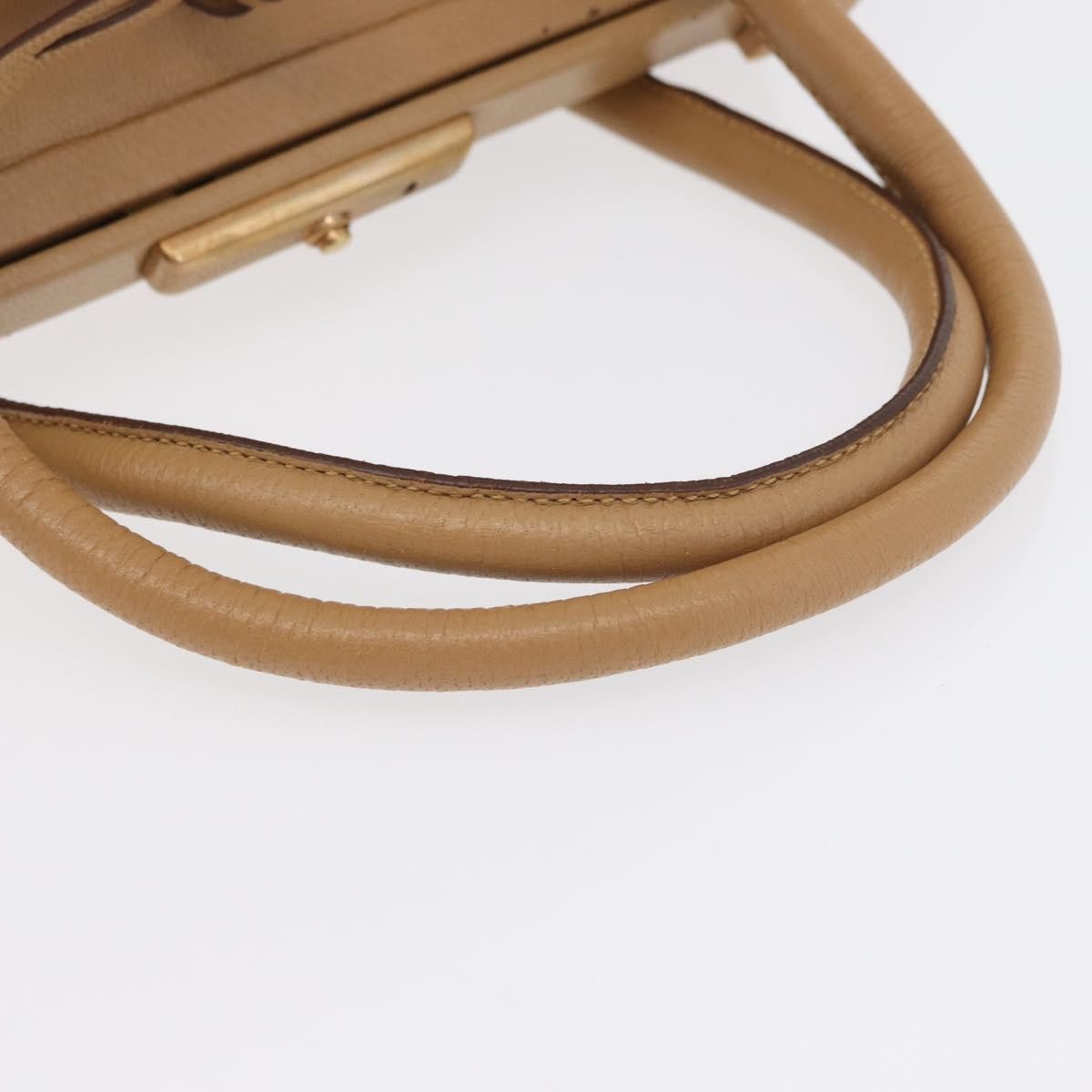 Prada Madras Cerniera Doctor Leather Beige Leather Handbag (Pre-Owned)