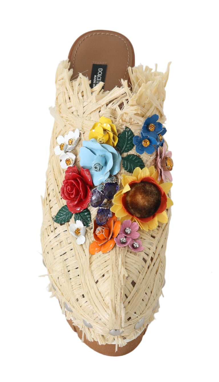 Dolce & Gabbana Chic Embellished Wooden Women's Slides