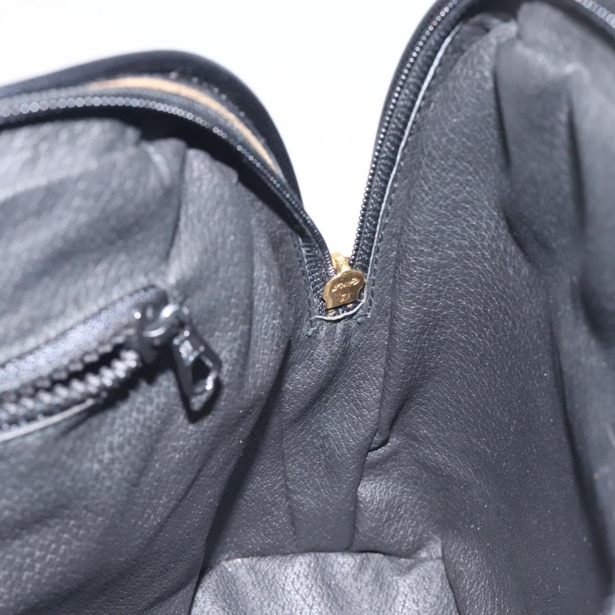 Celine Circle Logo Leather Black Leather Bag (Pre-Owned)