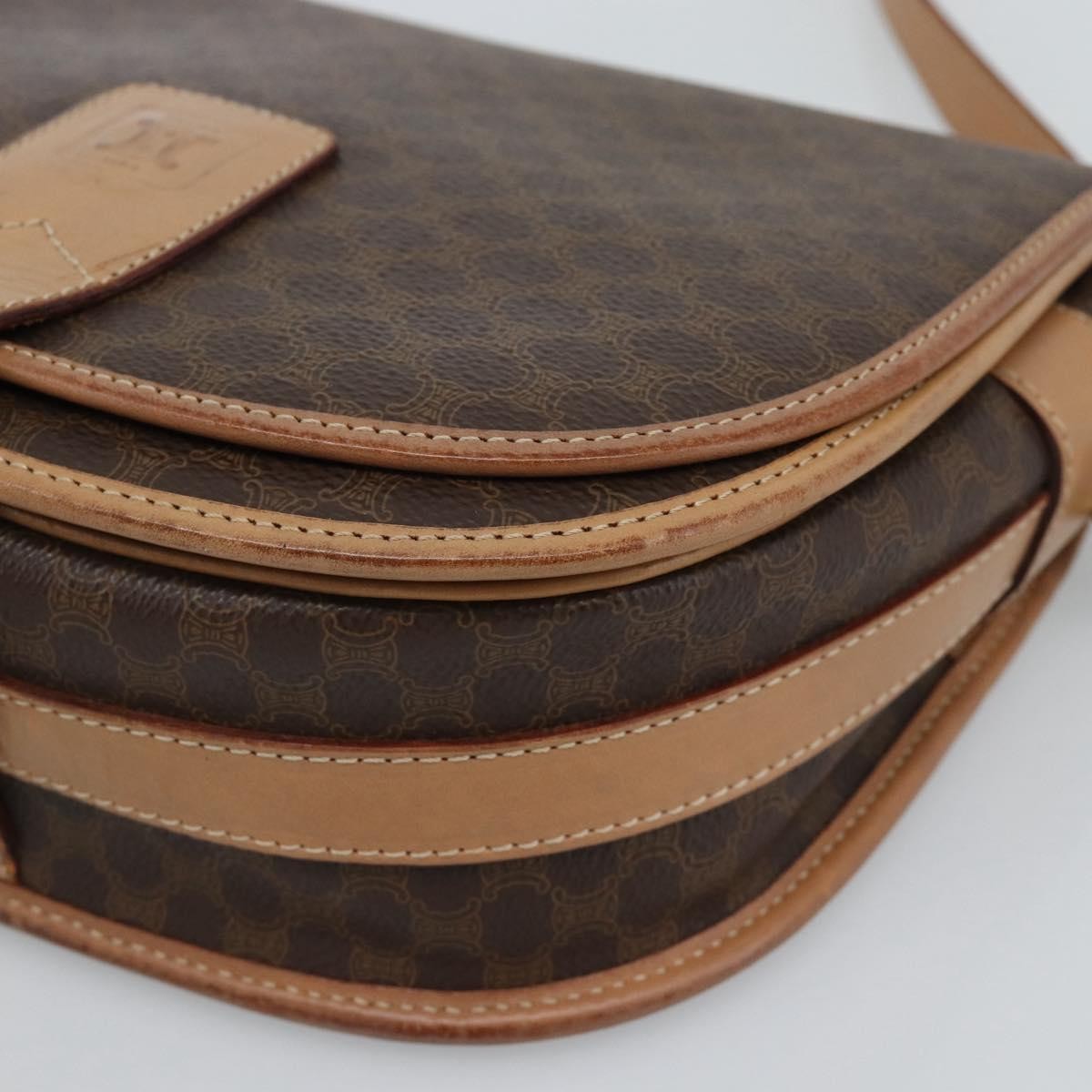 Celine Vintage Macadam Canvas And Leather Brown Canvas Shoulder Bag Bag (Pre-Owned)