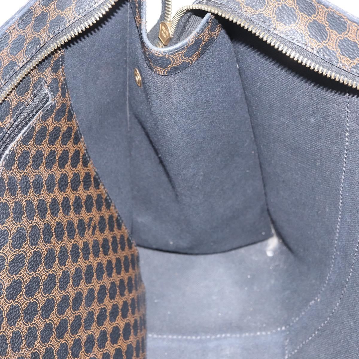 Celine Vintage Macadam Shopper Tote Coated Canvas Black Canvas Tote Bag Bag (Pre-Owned)