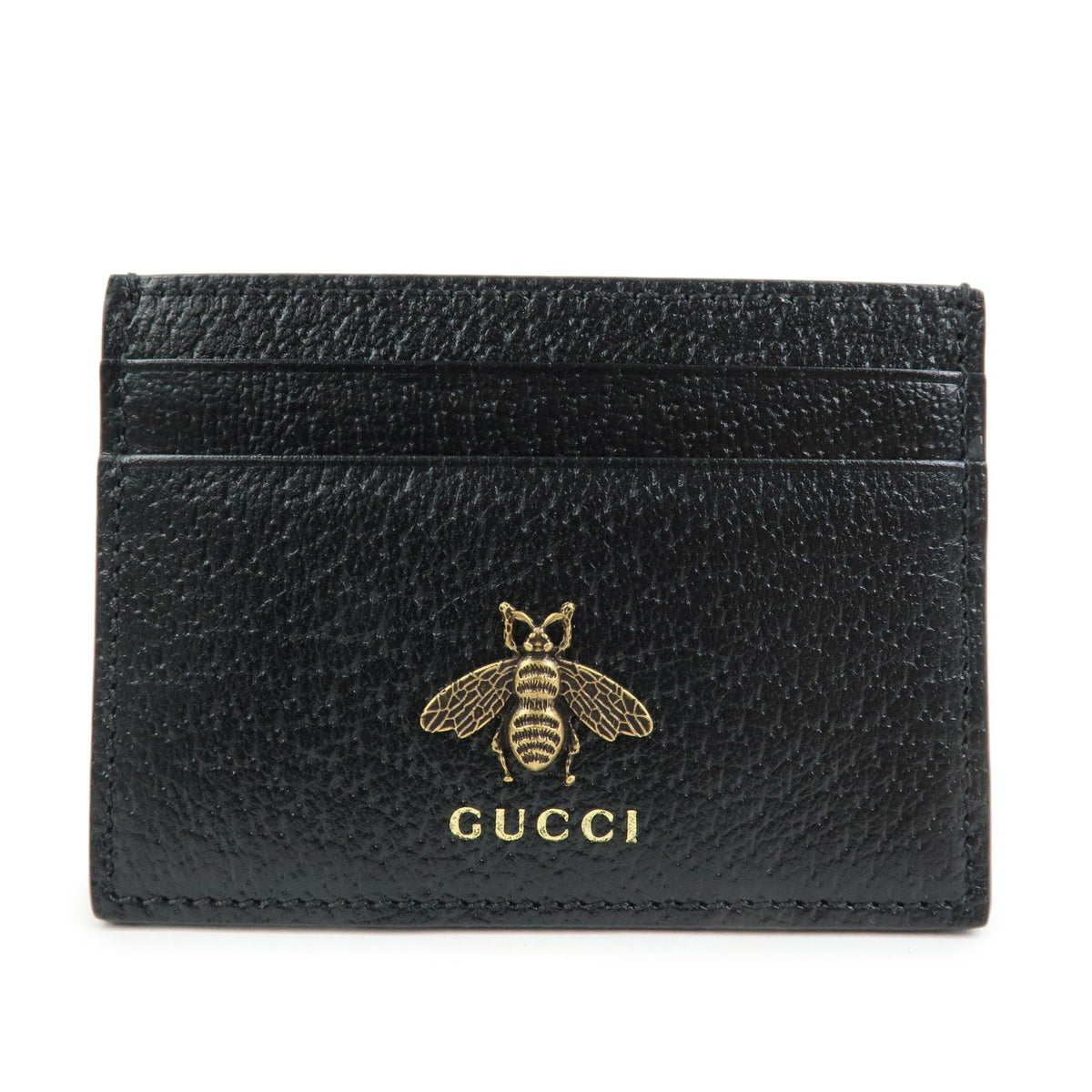 Gucci Animalier Card Holder Leather Black Leather Card Holders Accessory (Pre-Owned)