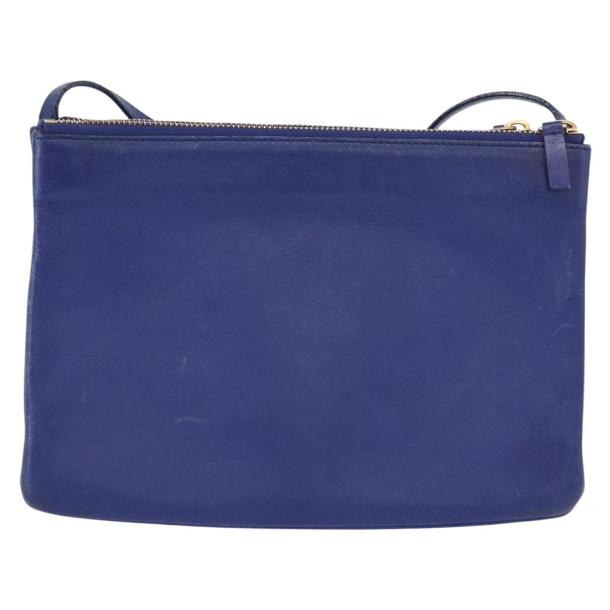 Celine Trio Leather Blue Leather Shoulder Bag Bag (Pre-Owned)
