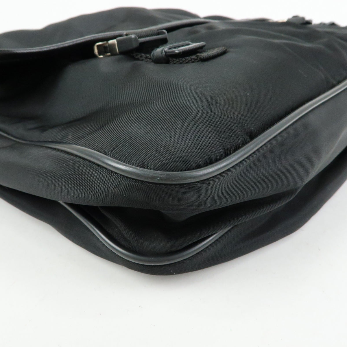 Prada Buckle Messenger Tessuto Black Nylon Handbag (Pre-Owned)
