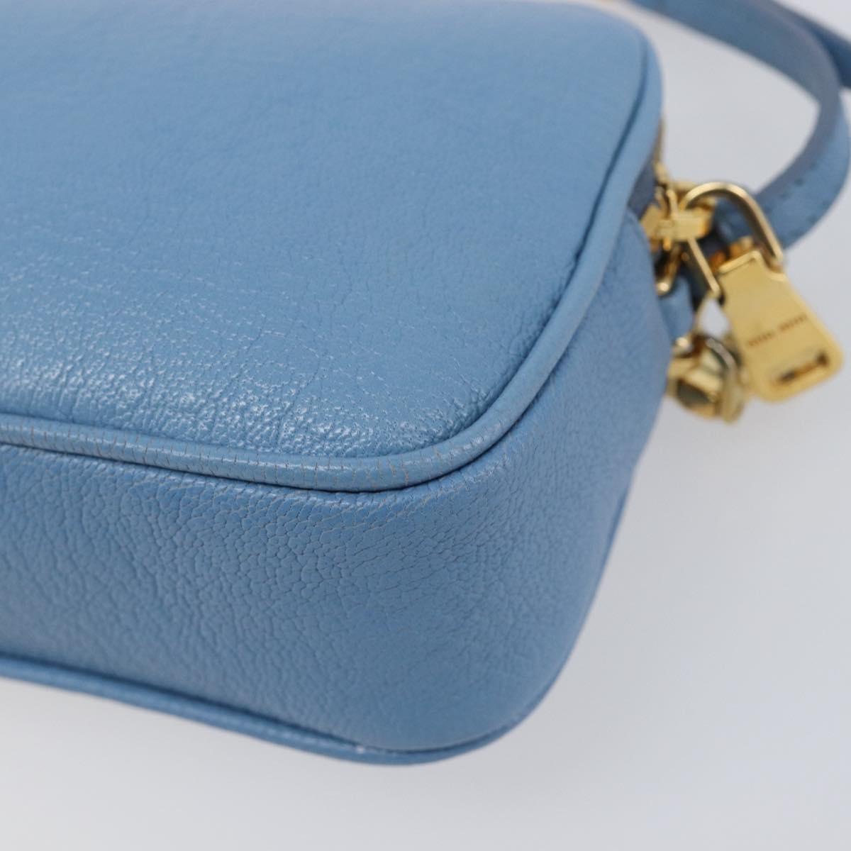 Miu Miu Double Zip Pochette Leather Blue Leather Clutche & Pouche Bag (Pre-Owned)