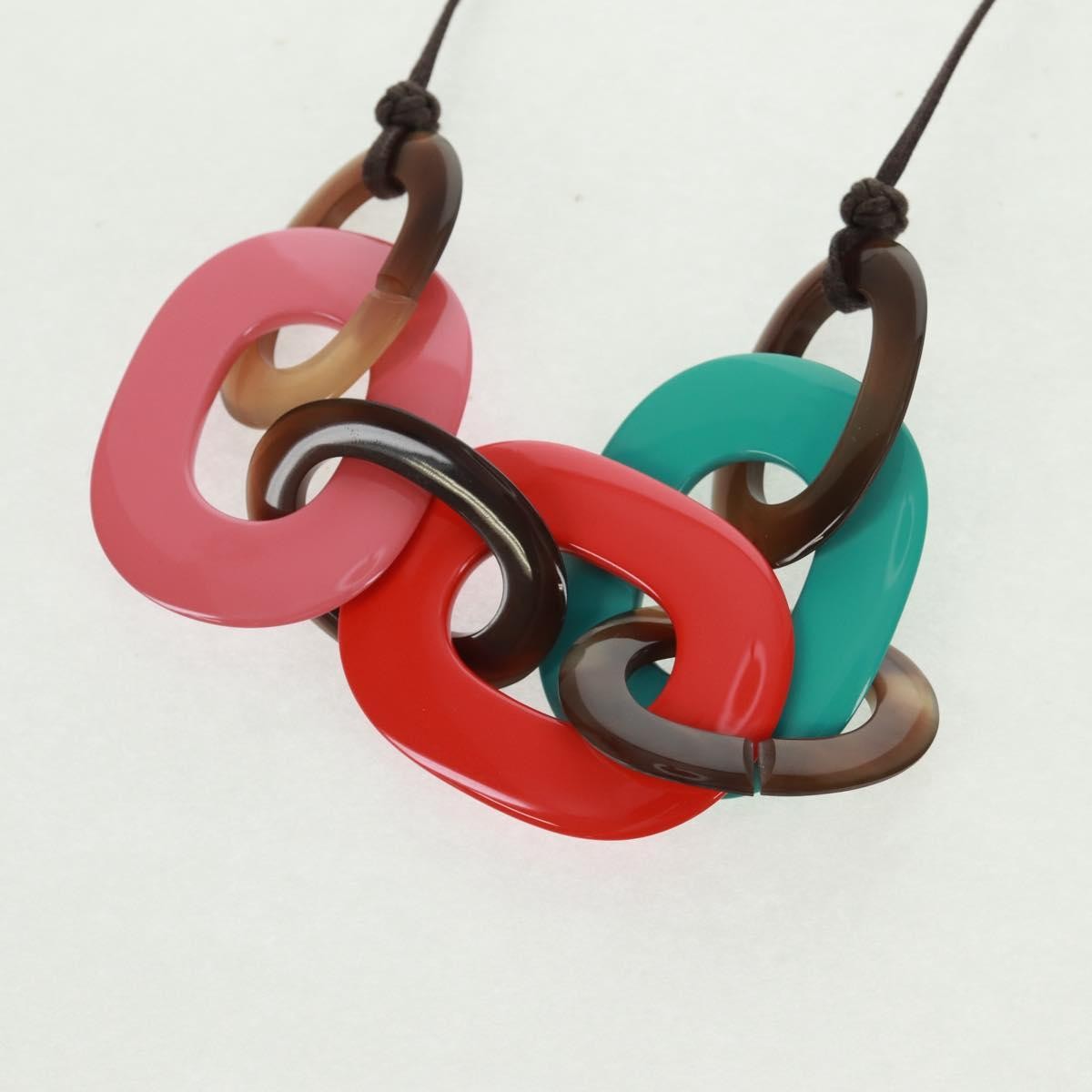 Hermes Karamba Lacquered Buffalo Horn And Waxed Cotton Multicolour Plastic Necklace Jewelry (Pre-Owned)