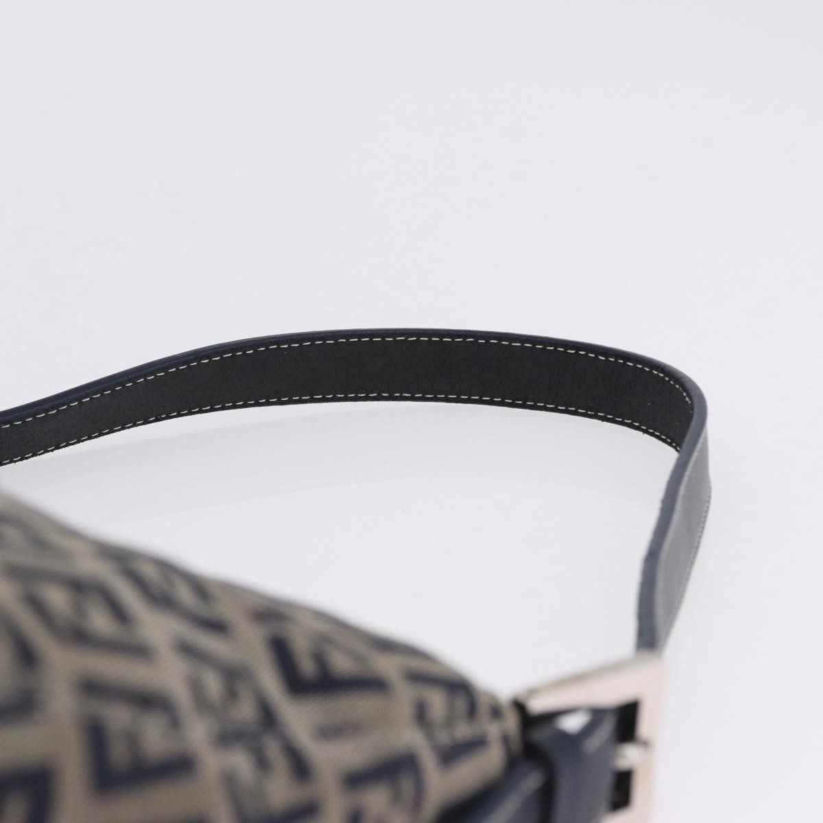 Fendi Baguette Zucca Canvas Navy Canvas Handbag (Pre-Owned)