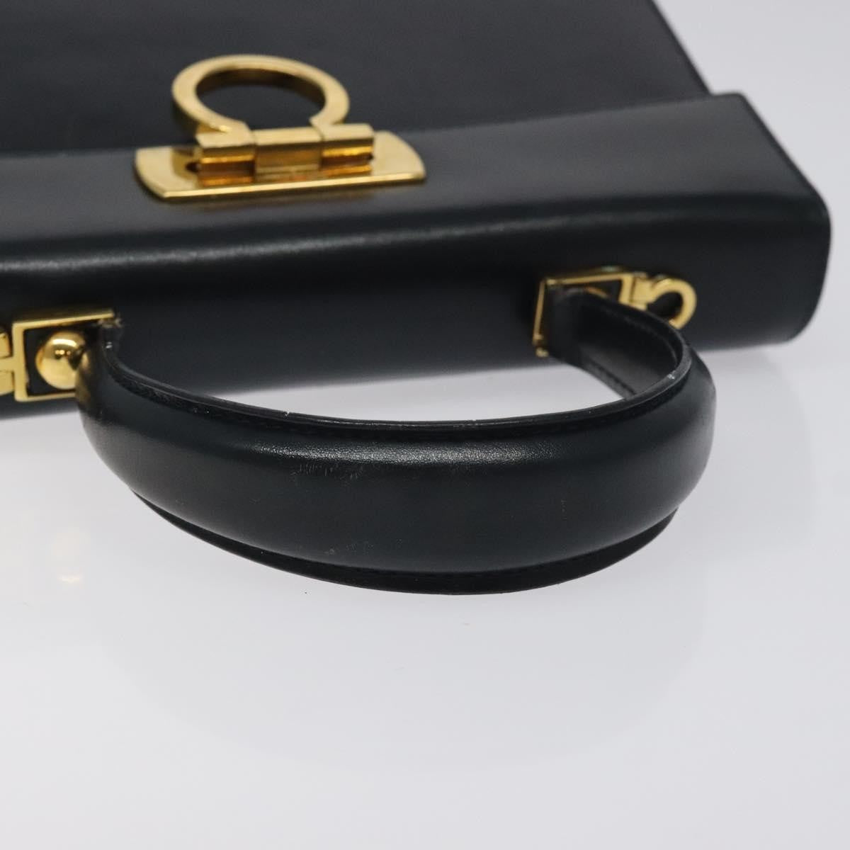 Salvatore Ferragamo Convertible Top Handle Leather Black Leather Handbag (Pre-Owned)