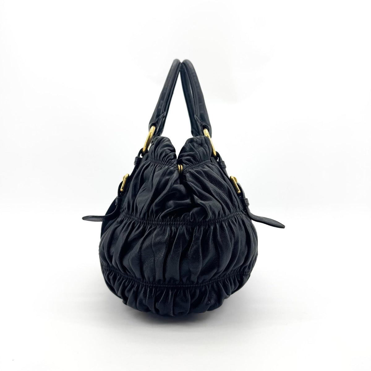 Prada Gaufre Convertible Satchel Leather And Tessuto Black Nylon Handbag (Pre-Owned)