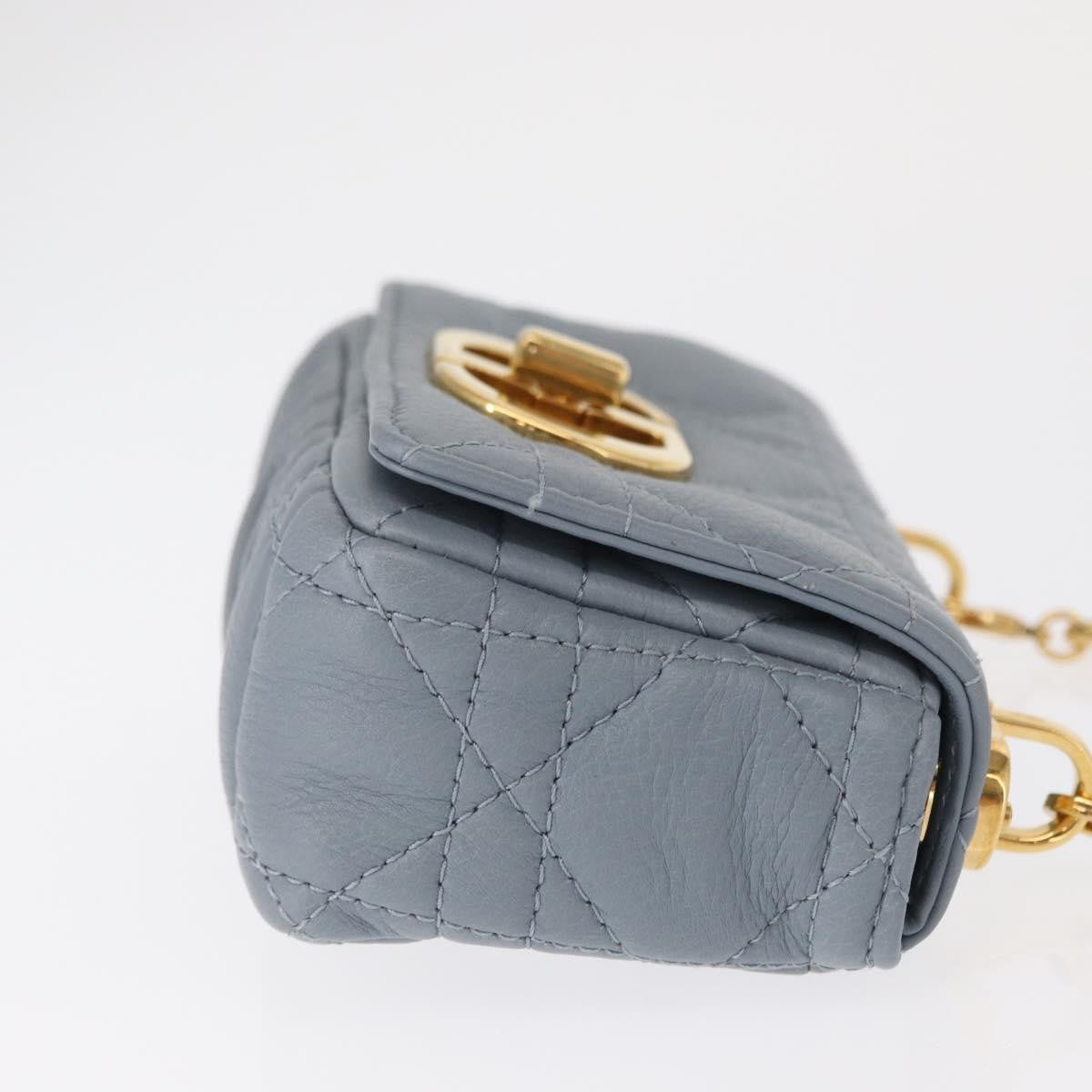Christian Dior Caro Cannage Quilt Calfskin Blue Leather Shoulder Bag Bag (Pre-Owned)