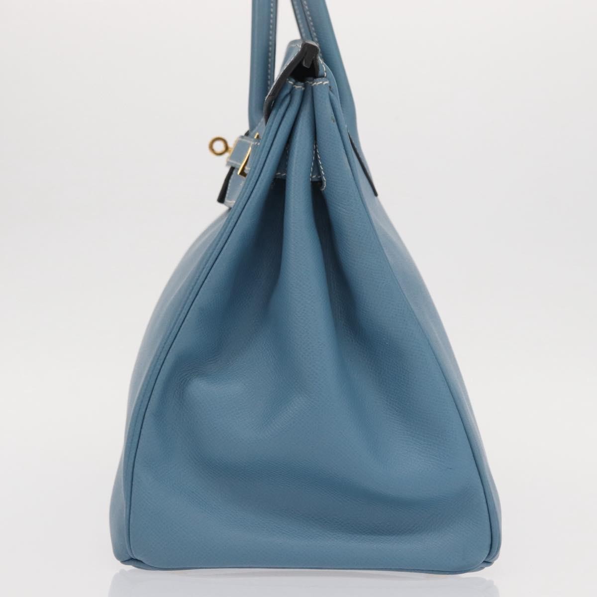 Hermes Birkin Blue Epsom With Gold Hardware Blue Leather Handbag (Pre-Owned)