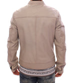 Dolce & Gabbana Elegant Beige Leather Lambskin Men's Jacket