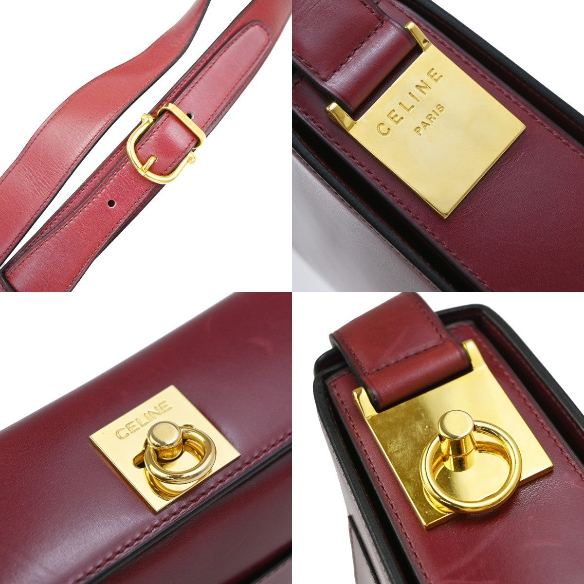 Celine Vintage Leather Red Leather Shoulder Bag Bag (Pre-Owned)