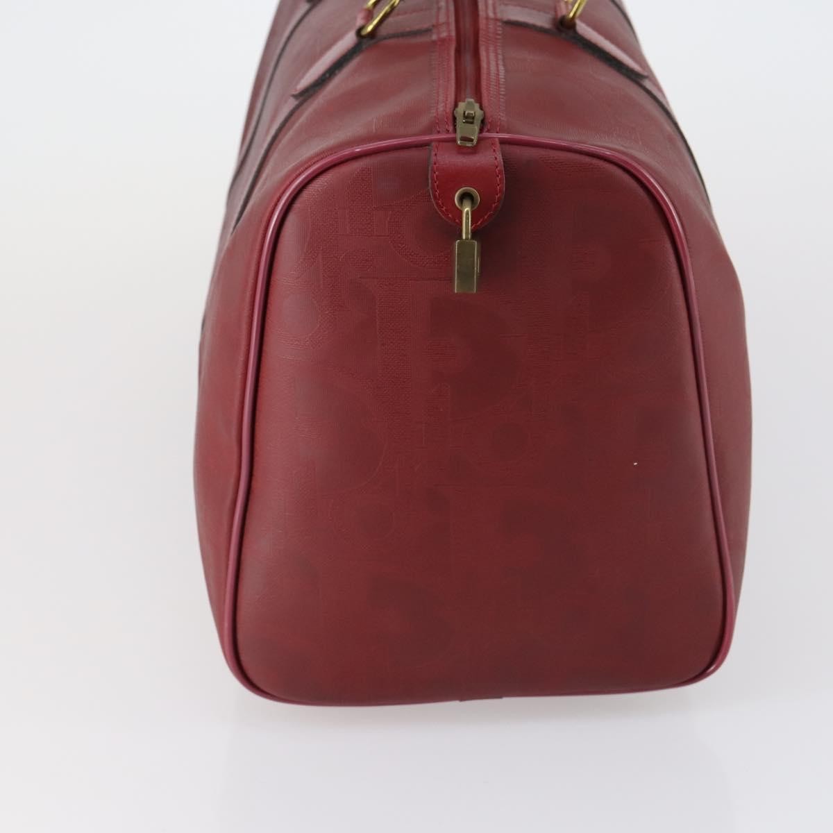 Christian Dior Vintage Trotter Duffle Diorissimo Canvas Red Canvas Travel Bag Bag (Pre-Owned)