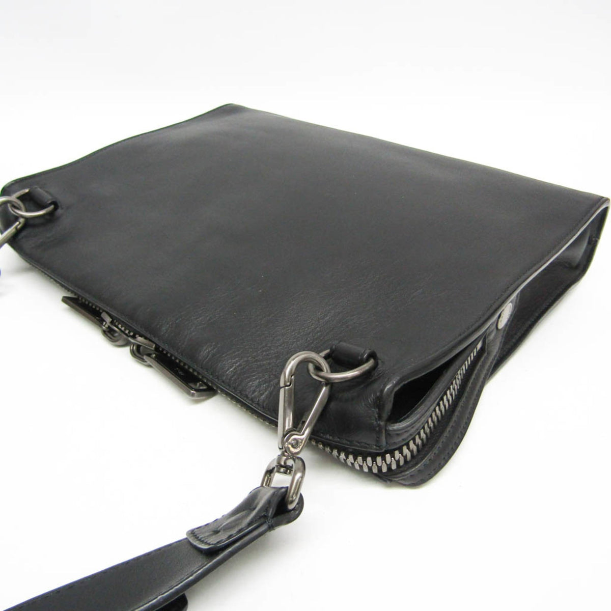 Fendi Convertible Document Holder Leather Black Leather Briefcase Bag (Pre-Owned)