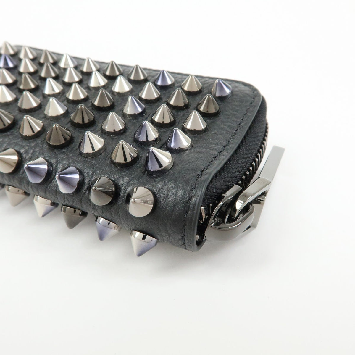 Christian Louboutin Panettone Coin Purse Spiked Leather Black Leather Wallets Accessory (Pre-Owned)