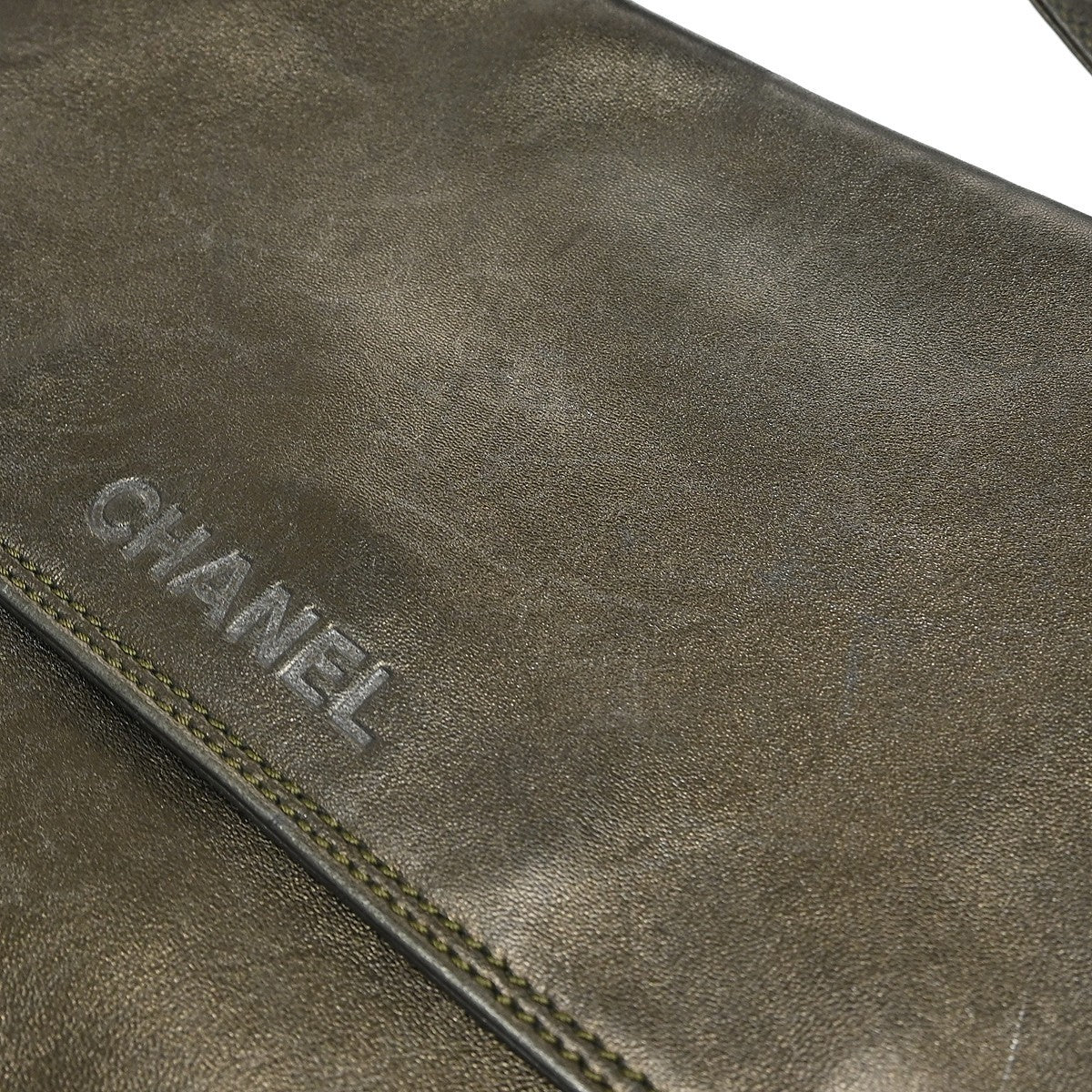 Chanel Vintage Logo Flap Messenger Lambskin Brown Leather Shoulder Bag Bag (Pre-Owned)