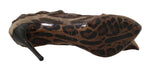 Dolce & Gabbana Brown Leopard Tulle Long Socks Women's Pumps