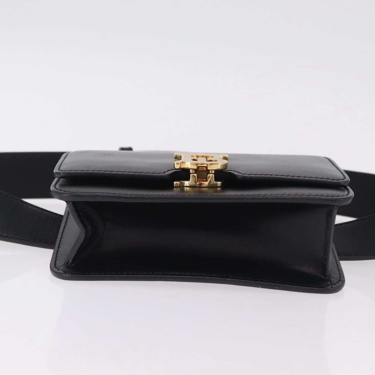 Burberry Tb Belt Leather Black Leather Clutche & Pouche Bag (Pre-Owned)