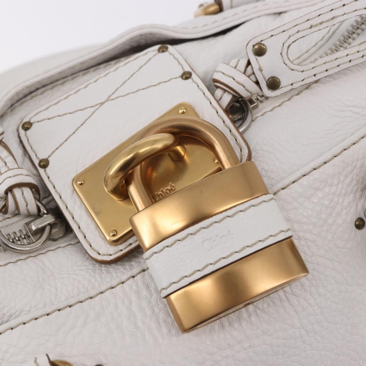 Chloe Paddington Lock Leather White Leather Handbag (Pre-Owned)