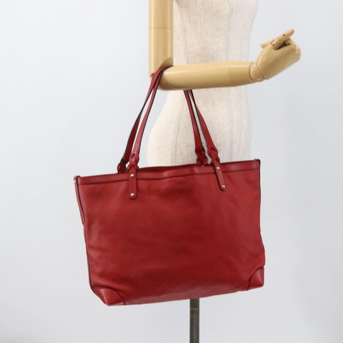 Gucci Craft Tote Diamante Leather Red Pvc Tote Bag Bag (Pre-Owned)