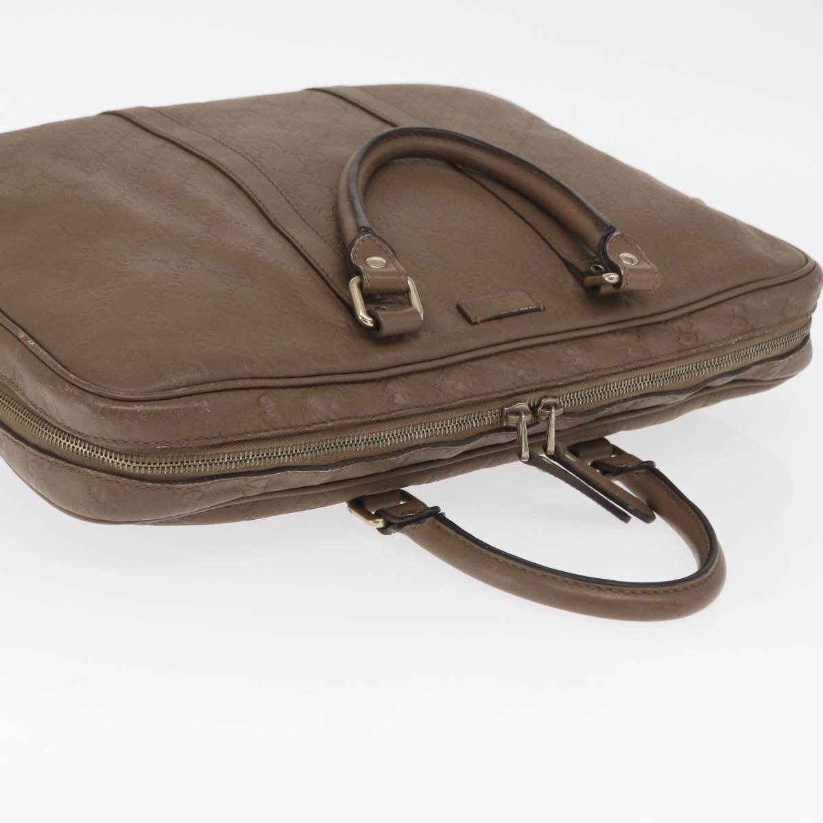 Gucci Convertible Briefcase Leather Brown Leather Briefcase Bag (Pre-Owned)