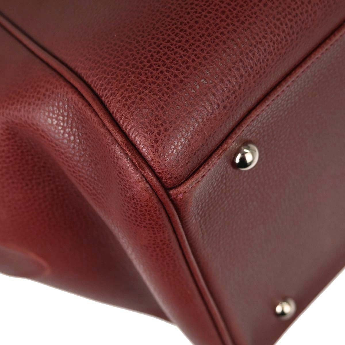 Hermes Paris-Bombay Vache Liegee Burgundy Leather Handbag (Pre-Owned)