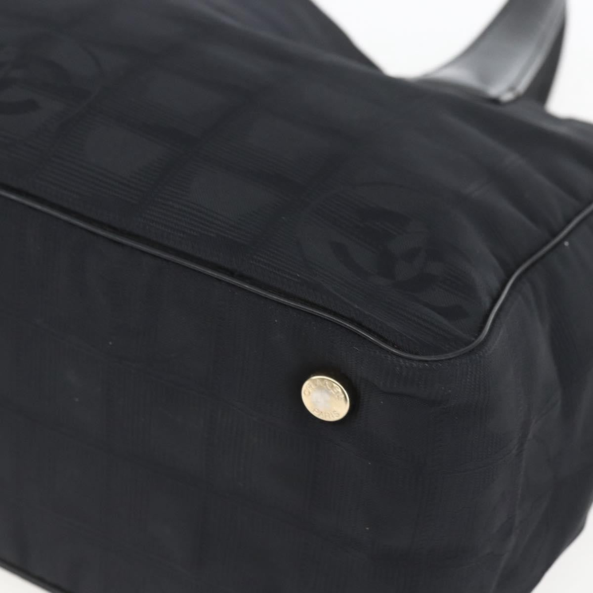 Chanel Travel Line Nylon Black Nylon Tote Bag Bag (Pre-Owned)